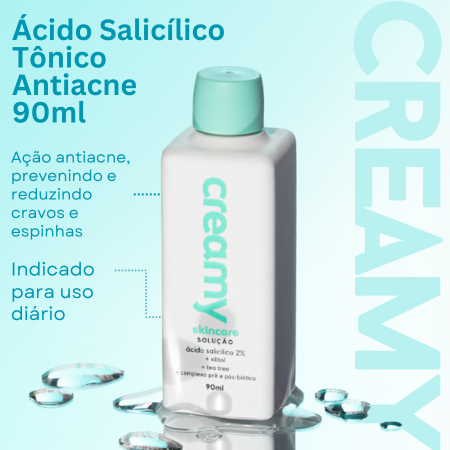 Creamy Ácido Salicílico 90ml | Tônico Antiacne | Controle de Oleosidade