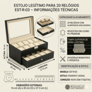 Maleta Estojo Porta Relógio Para 20 Unidades Preto