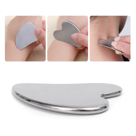 ANA 1108 Massageador Facial e Corporal Aço Inox Gua Sha Raspagem Skincare Rosto Relaxamento SPA Lifting Facial