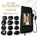 Kit 12 Pedras Quentes Vulcânicas para Massagem + Bolsa Aquecedora Térmica