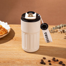 Copo Térmico Cafe Inox Portátil com tampa,450ml, Com LED Temperatura Antivazamento—