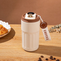 Copo Térmico Cafe Inox Portátil com tampa,450ml, Com LED Temperatura Antivazamento—