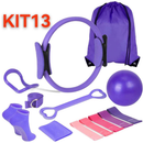 Kit Pilates Completo 5 ou 13 Peças | Treino Funcional para Casa com Faixas, Anel e Bola de Pilates